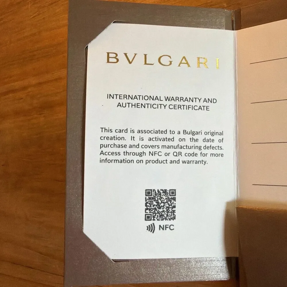 Bvlgari International Certificate Of Authenticity – Blank Empty Open Papers